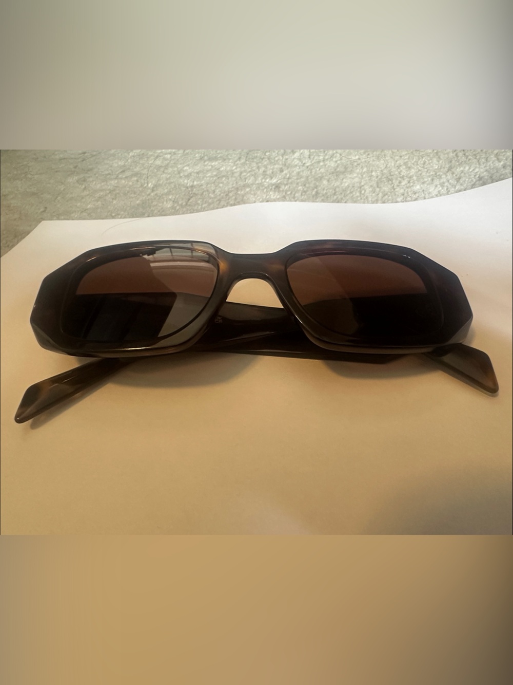 Prada Dark Brown Rectangular Sunglasses with Accessories - Picture 5 of 6